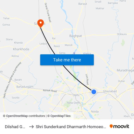 Dilshad Garden to Shri Sunderkand Dharmarth Homoeopathic Hosp map