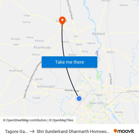 Tagore Garden to Shri Sunderkand Dharmarth Homoeopathic Hosp map