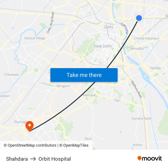 Shahdara to Orbit Hospital map