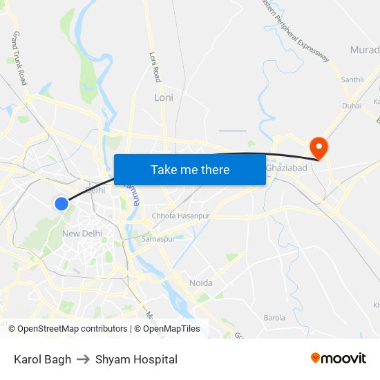 Karol Bagh to Shyam Hospital map