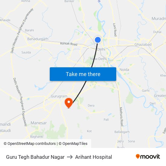 Guru Tegh Bahadur Nagar to Arihant Hospital map