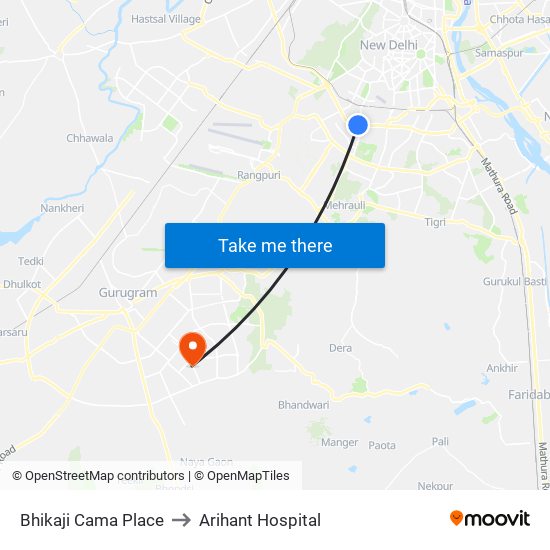 Bhikaji Cama Place to Arihant Hospital map
