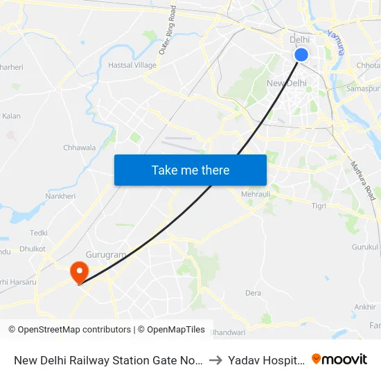 New Delhi Railway Station Gate No.2 to Yadav Hospital map