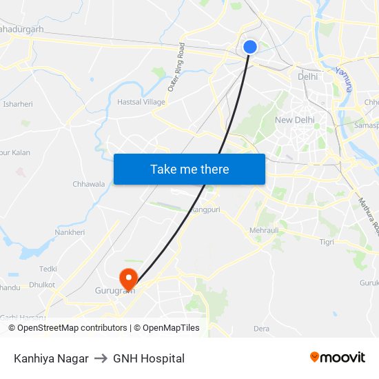 Kanhiya Nagar to GNH Hospital map