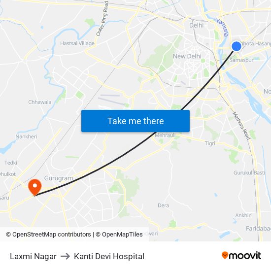 Laxmi Nagar to Kanti Devi Hospital map