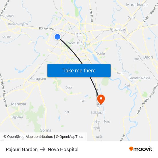 Rajouri Garden to Nova Hospital map