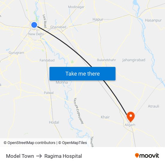 Model Town to Ragima Hospital map