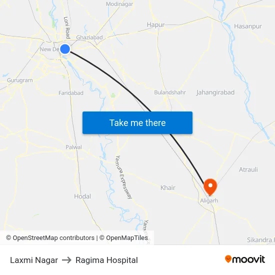 Laxmi Nagar to Ragima Hospital map