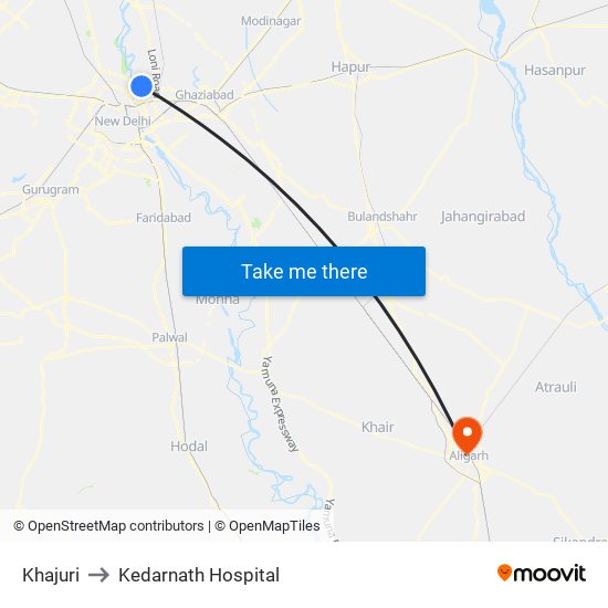 Khajuri to Kedarnath Hospital map