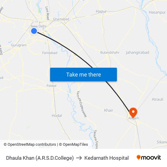 Dhaula Khan (A.R.S.D.College) to Kedarnath Hospital map