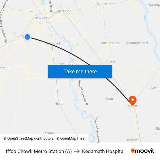 Iffco Chowk Metro Station (A) to Kedarnath Hospital map