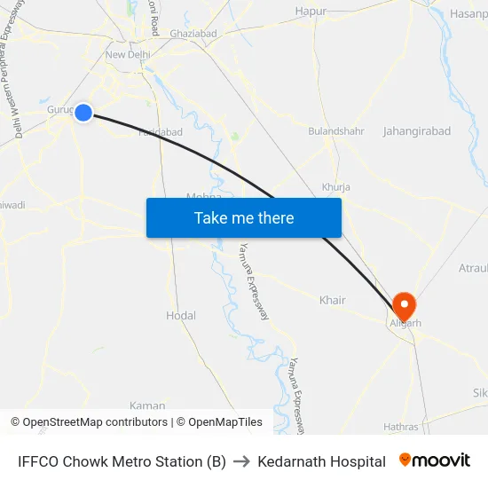 IFFCO Chowk Metro Station (B) to Kedarnath Hospital map