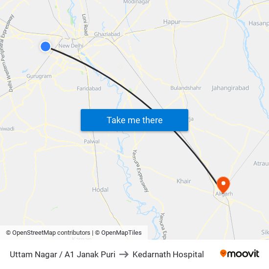 Uttam Nagar / A1 Janak Puri to Kedarnath Hospital map