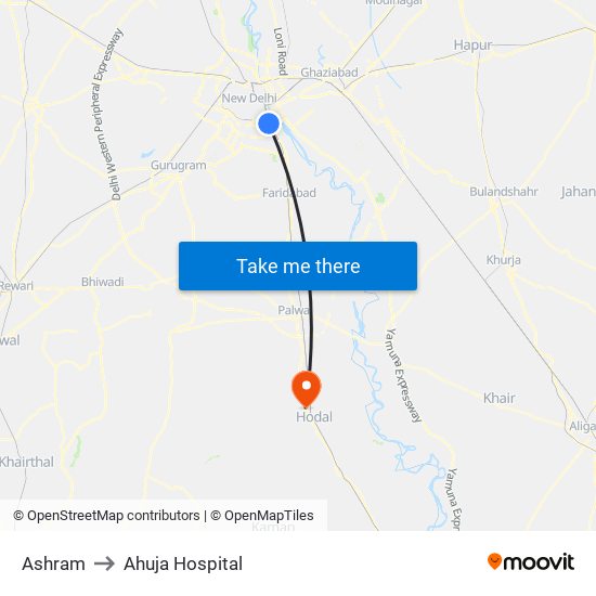 Ashram to Ahuja Hospital map