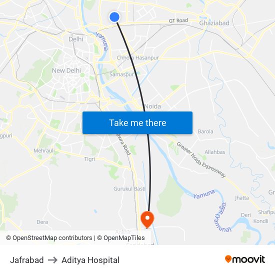 Jafrabad to Aditya Hospital map