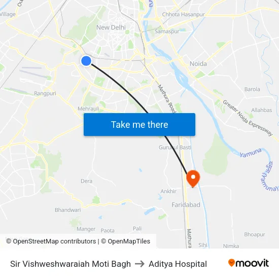 Sir Vishweshwaraiah Moti Bagh to Aditya Hospital map