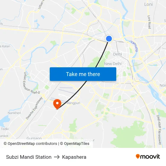 Subzi Mandi Station to Kapashera map