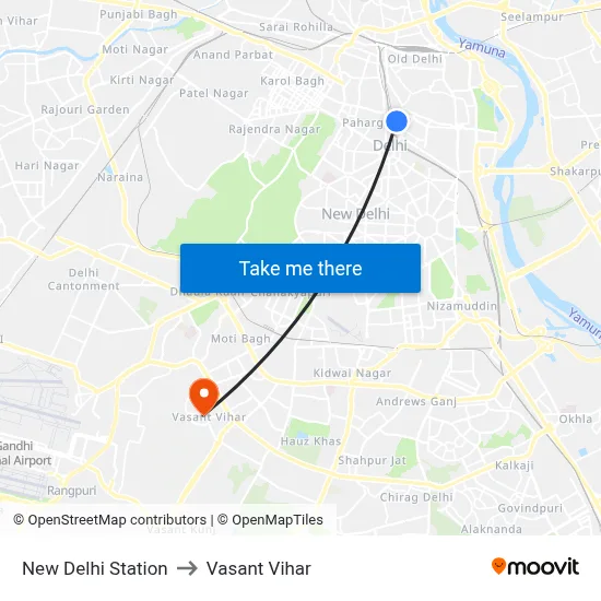 New Delhi Station to Vasant Vihar map