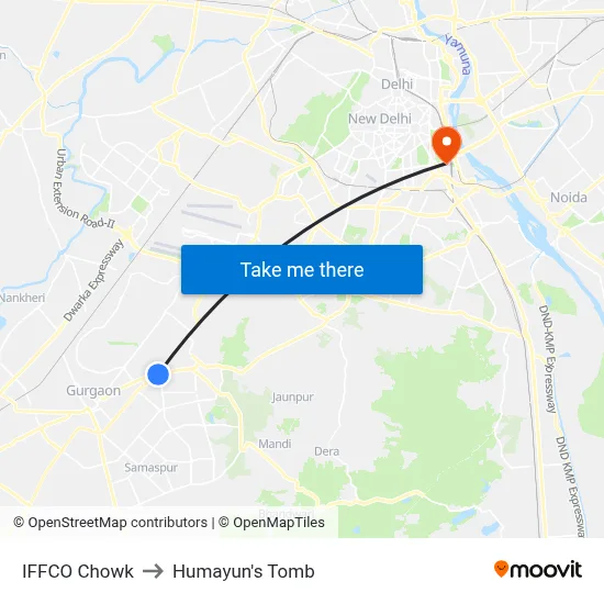 Iffco Chowk to Humayun's Tomb map