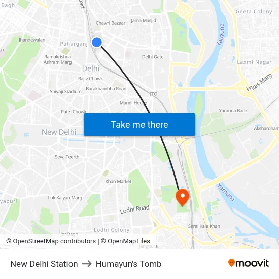 New Delhi Station to Humayun's Tomb map