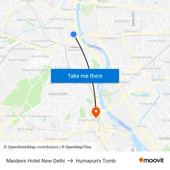 Maidens Hotel New Delhi to Humayun's Tomb map