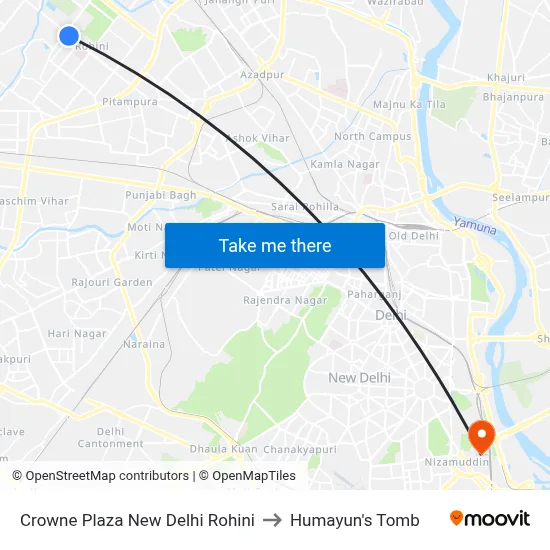 Crowne Plaza New Delhi Rohini to Humayun's Tomb map