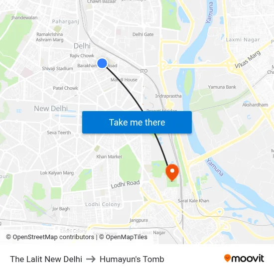 The Lalit New Delhi to Humayun's Tomb map