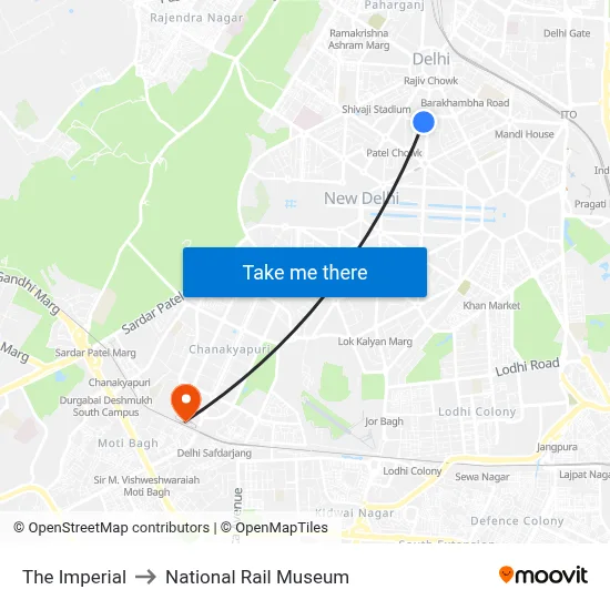 The Imperial to National Rail Museum map