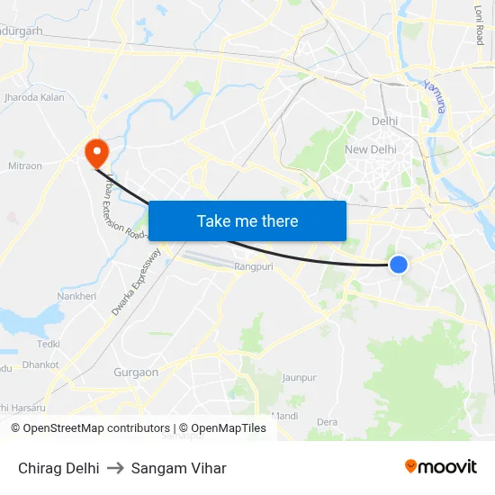 Chirag Delhi to Sangam Vihar map