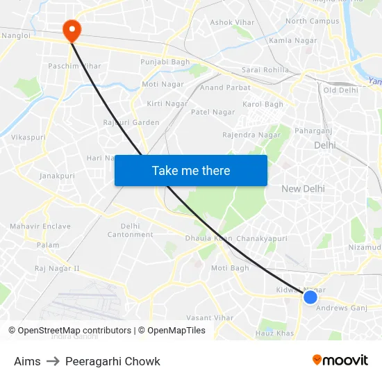 Aims to Peeragarhi Chowk map