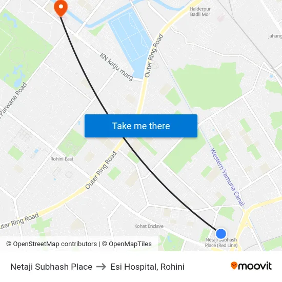 Netaji Subhash Place to Esi Hospital, Rohini map