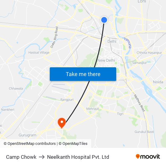 Camp Chowk to Neelkanth Hospital Pvt. Ltd map