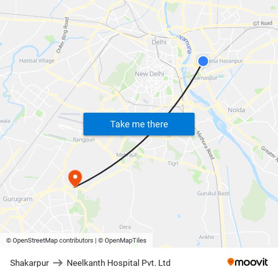 Shakarpur to Neelkanth Hospital Pvt. Ltd map