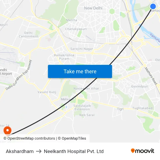 Akshardham to Neelkanth Hospital Pvt. Ltd map