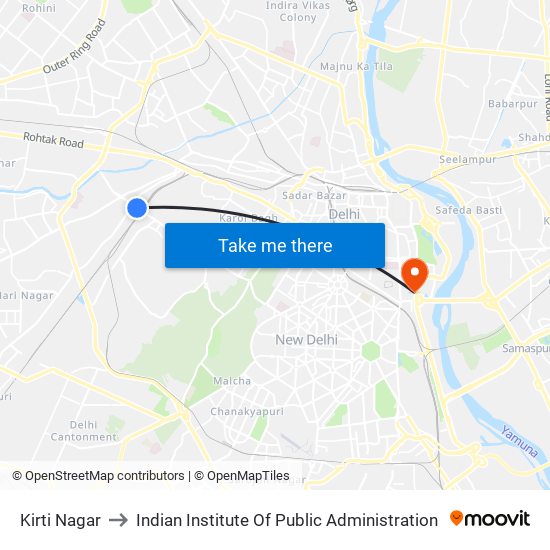 Kirti Nagar to Indian Institute Of Public Administration map