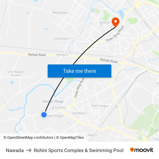 Nawada to Rohini Sports Complex & Swimming Pool map