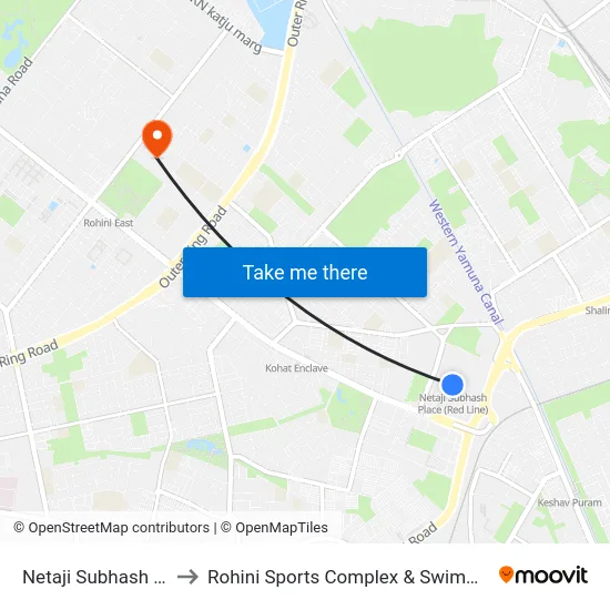 Netaji Subhash Place to Rohini Sports Complex & Swimming Pool map