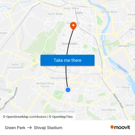Green Park to Shivaji Stadium map