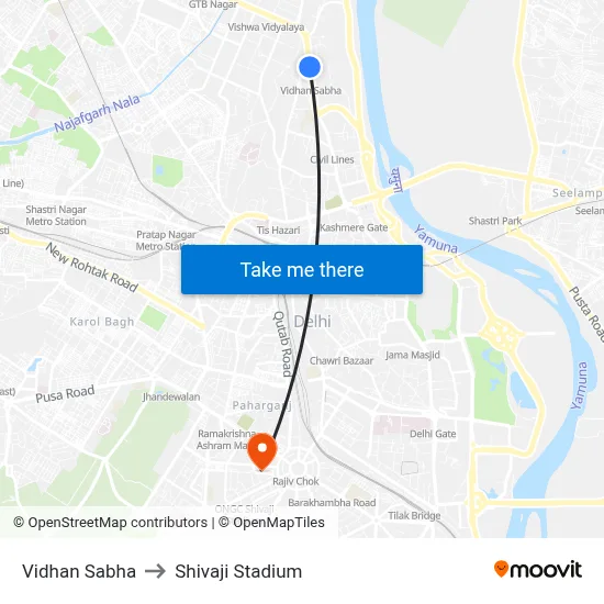 Vidhan Sabha to Shivaji Stadium map