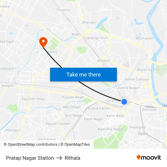 Pratap Nagar Station to Rithala map
