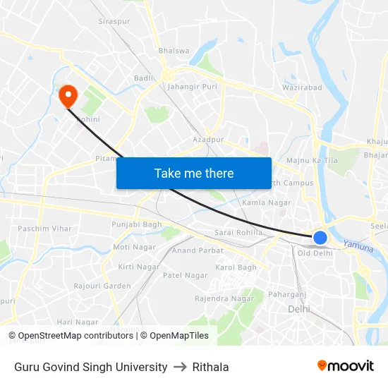 Guru Govind Singh University to Rithala map