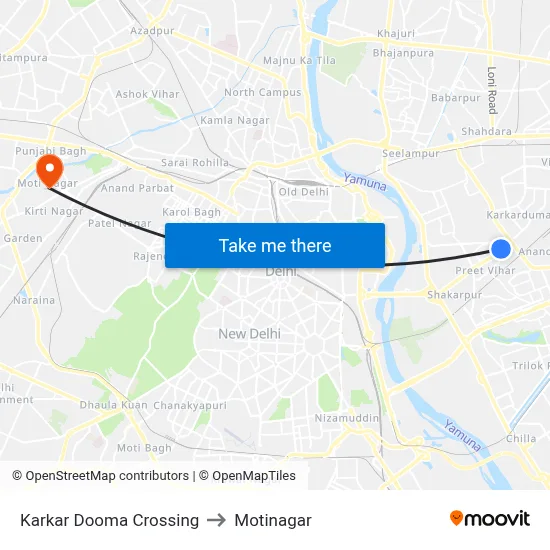 Karkar Dooma Crossing to Motinagar map