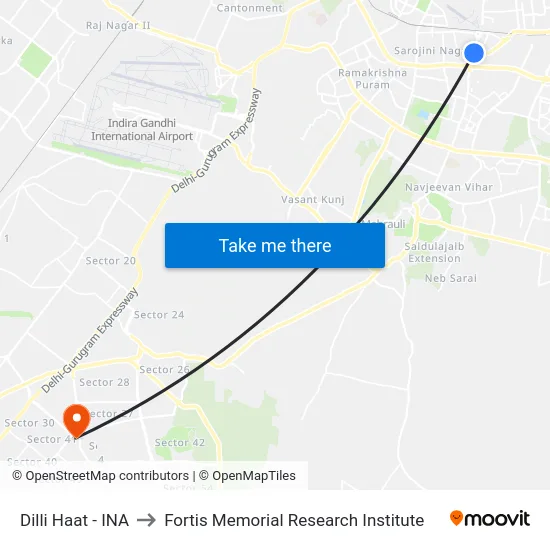 Dilli Haat - INA to Fortis Memorial Research Institute map