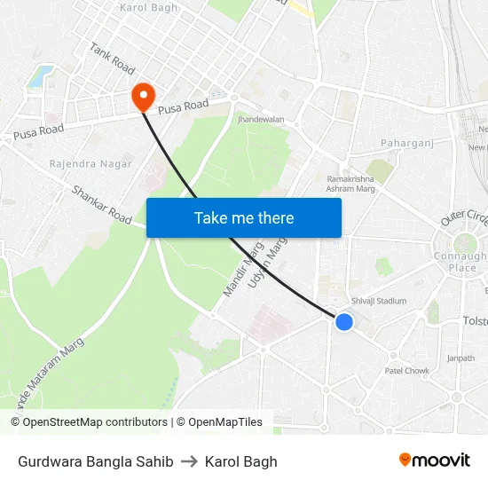 Gurdwara Bangla Sahib to Karol Bagh map
