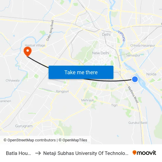 Batla House to Netaji Subhas University Of Technology map