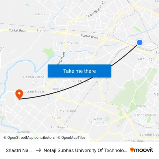 Shastri Naga to Netaji Subhas University Of Technology map