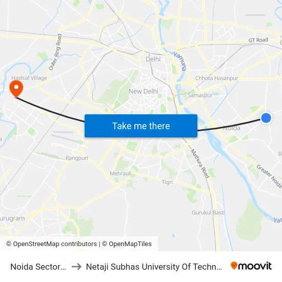 Noida Sector 52 to Netaji Subhas University Of Technology map