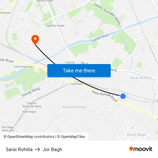 Sarai Rohilla to Jor Bagh map