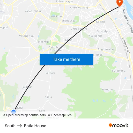 South to Batla House map