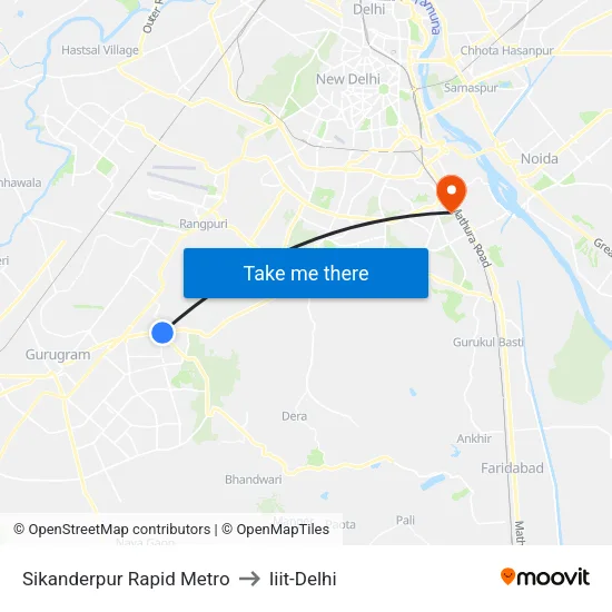 Sikanderpur Rapid Metro to Iiit-Delhi map
